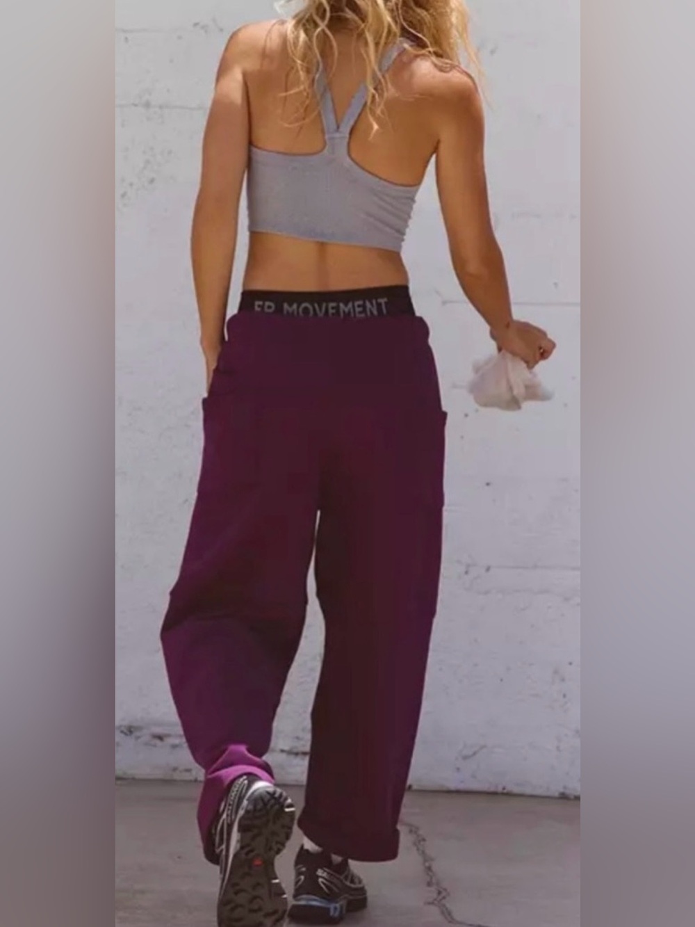 NEW Free People Movement XS Top Score Barrel Pants in Deep Mulberry NWOT Sweats - Picture 2 of 7